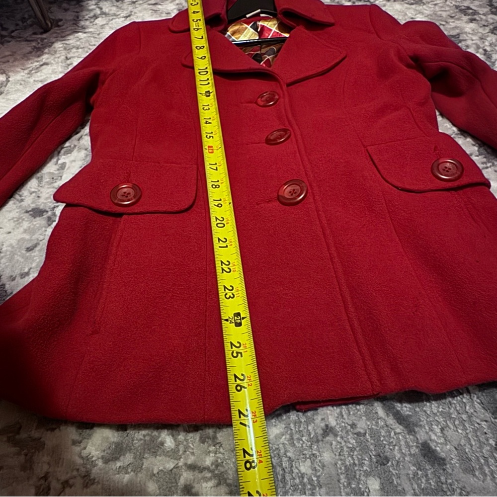 CAbi wool Lined Pea Coat cranberry red size 6 style 619 - Picture 10 of 12